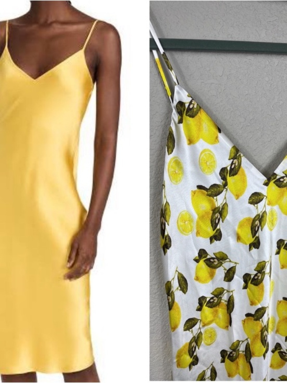 L'AGENCE Silk Slip Dress with Lemon Print
